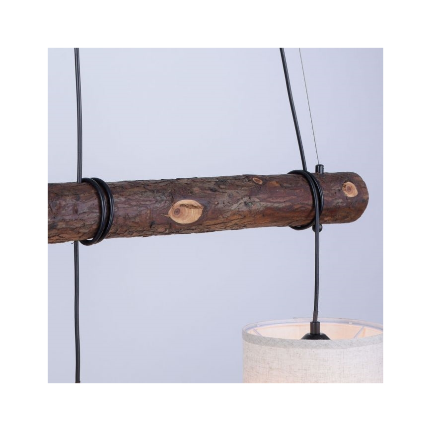 Leuchten Direkt 11238-79 - Luster na užetu BARK 3xE27/40W/230V drvo