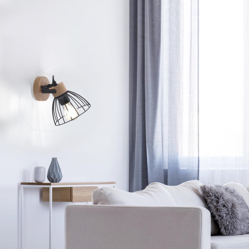 Leuchten Direkt 11416-18 - Zidna reflektorska svjetiljka LAMI 1xE27/25W/230V akacija/crna
