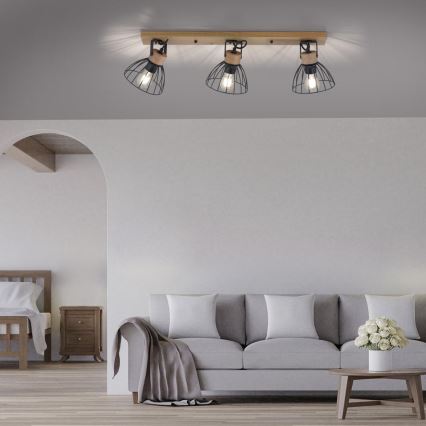 Leuchten Direkt 11418-18 - Ugradbena svjetiljka LAMI 3xE27/25W/230V akacija/metal