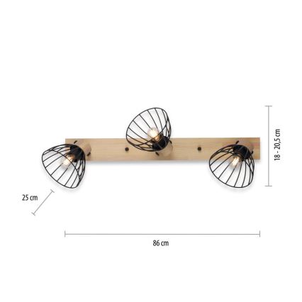 Leuchten Direkt 11418-18 - Ugradbena svjetiljka LAMI 3xE27/25W/230V akacija/metal