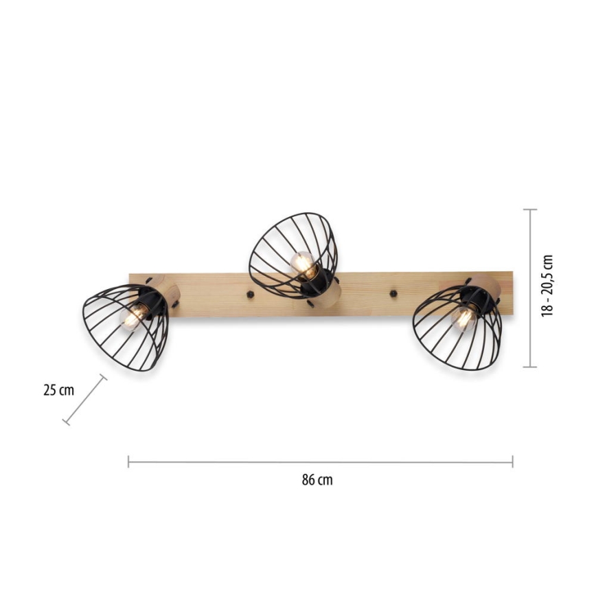 Leuchten Direkt 11418-18 - Ugradbena svjetiljka LAMI 3xE27/25W/230V akacija/metal