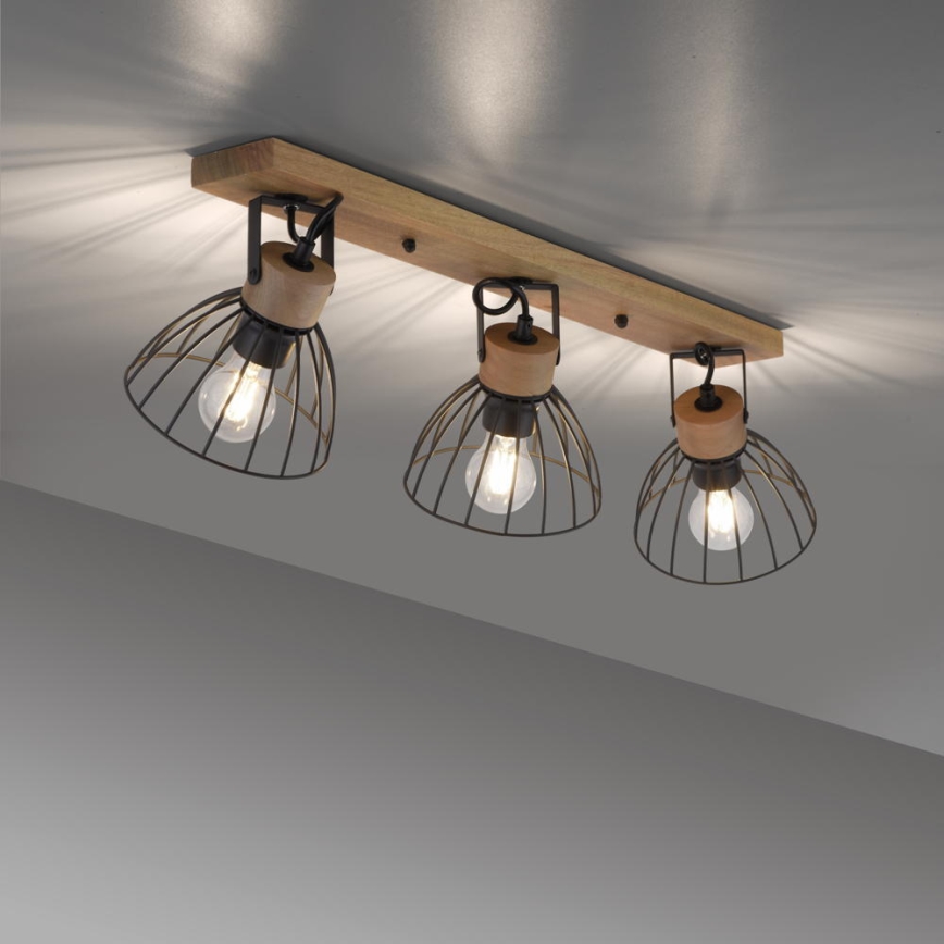 Leuchten Direkt 11418-18 - Reflektorska svjetiljka LAMI 3xE27/25W/230V akacija/metal