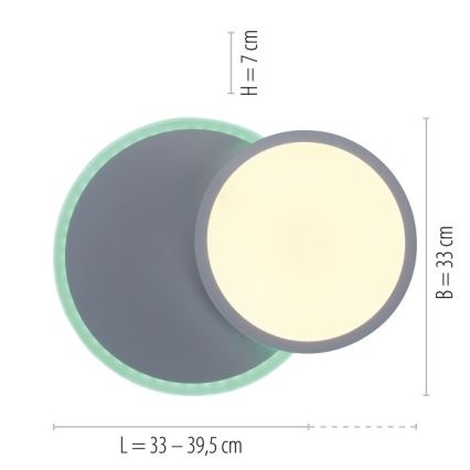 Leuchten Direkt 11662-16 - LED RGB Prigušiva stropna svjetiljka ARENDA LED/21W/230V + daljinski upravljač