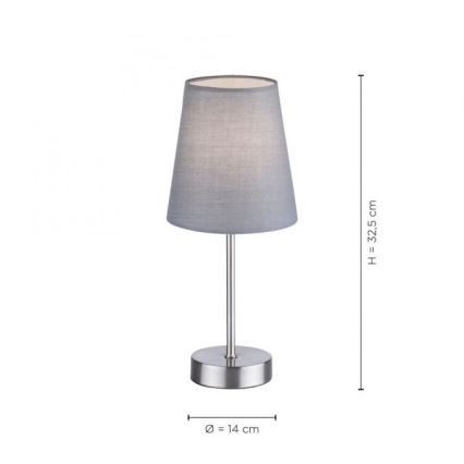 Leuchten Direkt 11680-15 - Stolna lampa HEINRICH 1xE14/40W/230V siva