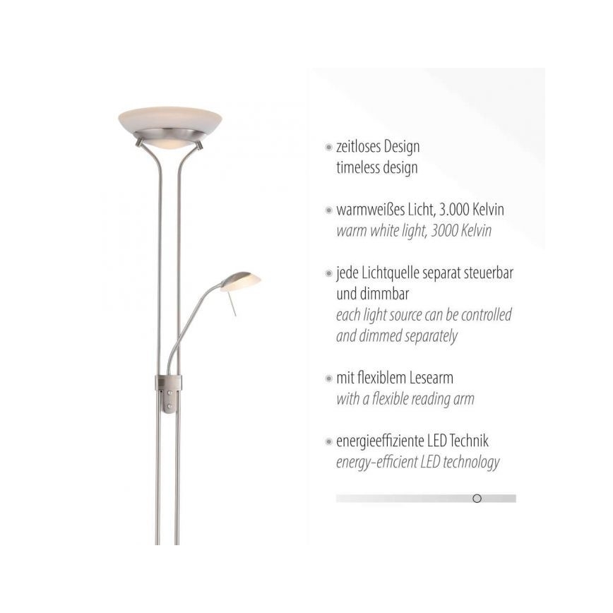 Leuchten Direkt 11730-55 - LED Prigušiva podna lampa ZAHARA LED/16W/230V + LED/5W