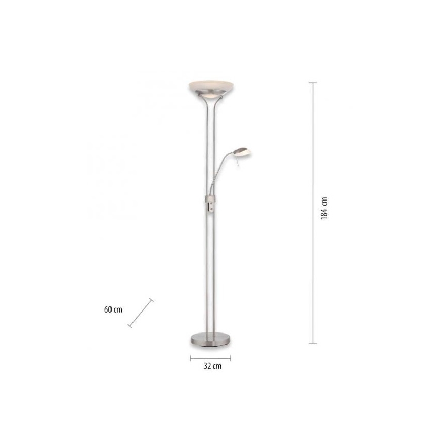 Leuchten Direkt 11730-55 - LED Prigušiva podna lampa ZAHARA LED/16W/230V + LED/5W