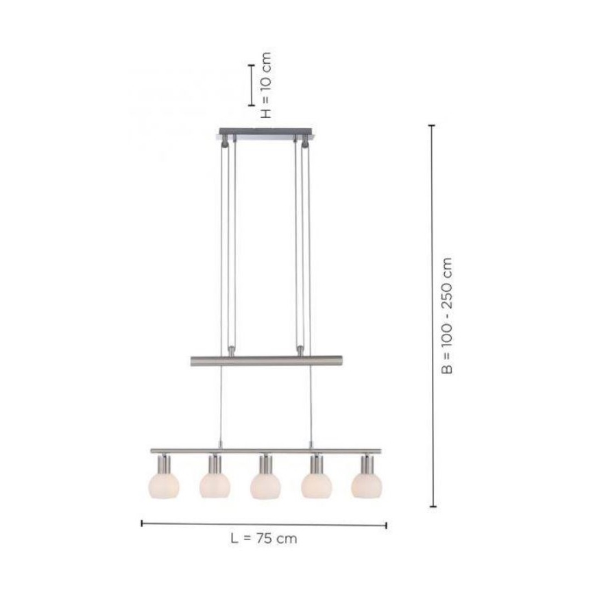Leuchten Direkt 11939-55 - Luster na sajli BENEDIKT 5xE14/40W/230V