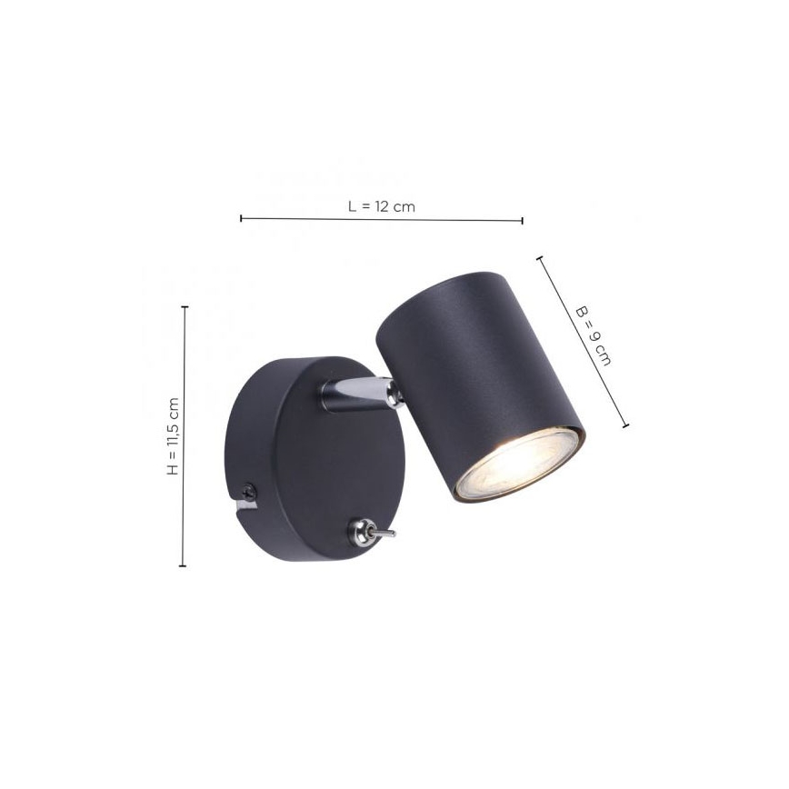 Leuchten Direkt 11941-13 - LED Zidna reflektorska svjetiljka TARIK 1xGU10/5W/230V crna