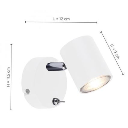 Leuchten Direkt 11941-16 - LED Zidna reflektorska svjetiljka TARIK 1xGU10/5W/230V bijela