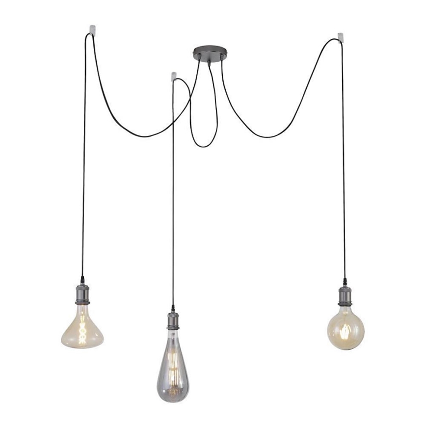 Leuchten Direkt 13571-18 - Luster na sajli DIY 3xE27/60W/230V pauk crna