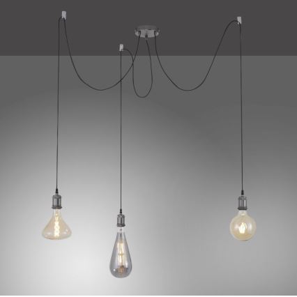 Leuchten Direkt 13571-18 - Luster na sajli DIY 3xE27/60W/230V pauk crna