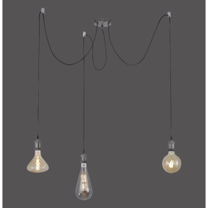 Leuchten Direkt 13571-18 - Luster na sajli DIY 3xE27/60W/230V pauk crna