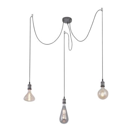Leuchten Direkt 13571-18 - Luster na sajli DIY 3xE27/60W/230V pauk crna