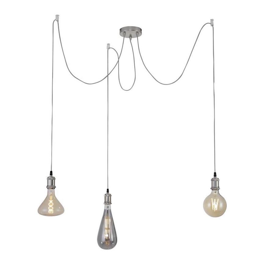 Leuchten Direkt 13571-55 - Luster na sajli DIY 3xE27/60W/230V pauk mat krom