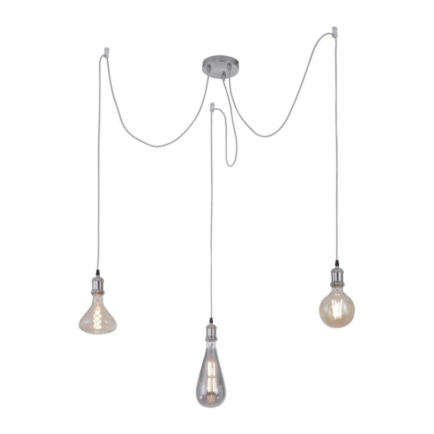 Leuchten Direkt 13571-55 - Luster na sajli DIY 3xE27/60W/230V pauk mat krom