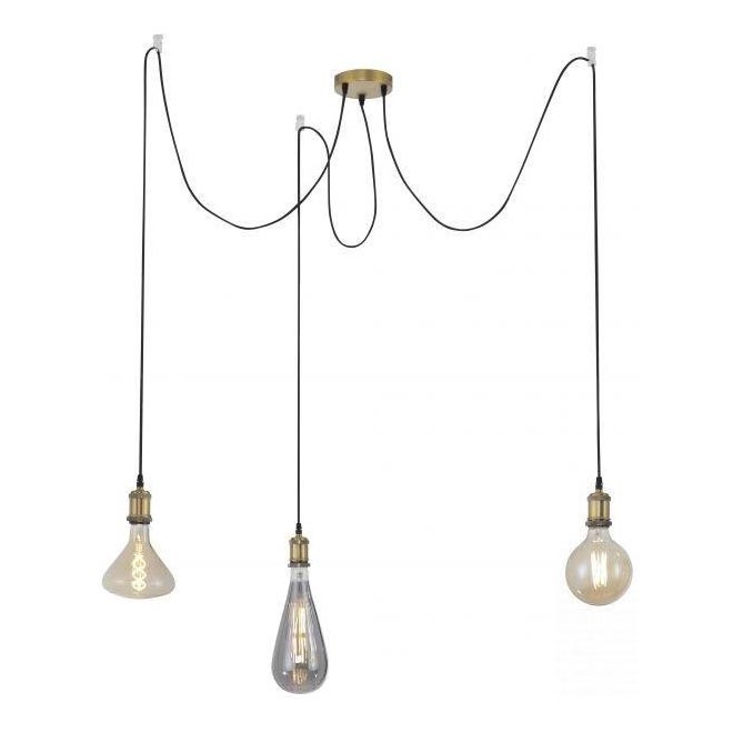 Leuchten Direkt 13571-60 - Luster na sajli DIY 3xE27/60W/230V pauk mesing