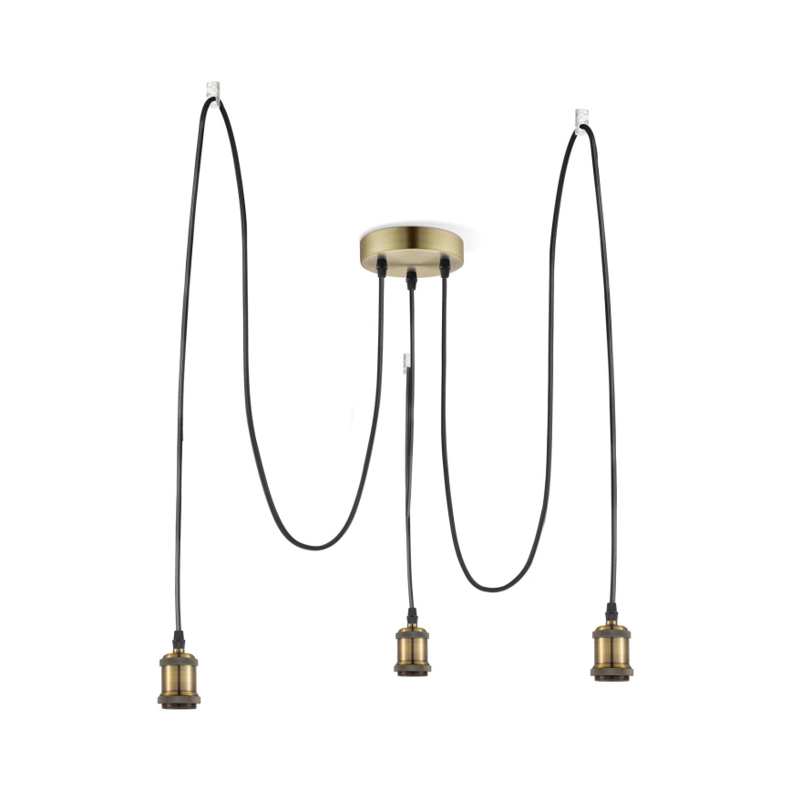 Leuchten Direkt 13571-60 - Luster na sajli DIY 3xE27/60W/230V pauk mesing