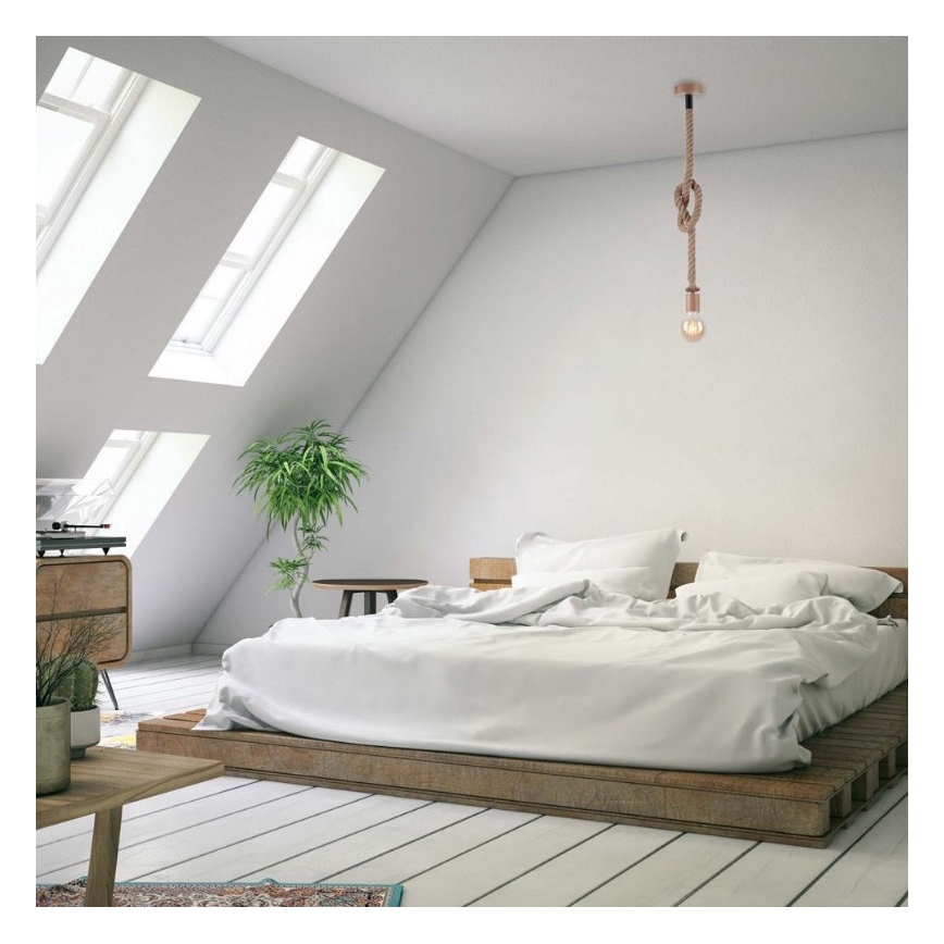 Leuchten Direkt 13572-79 - Luster na sajli DIY 1xE27/10W/230V smeđa