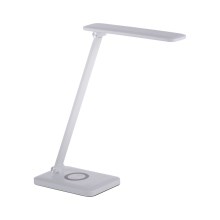 Leuchten Direkt 14415-16 - LED Prigušiva stolna lampa s upravljanjem na dodir i bežičnim punjenjem FLORENTINA LED/5W/230V 3000-5000K bijela + USB