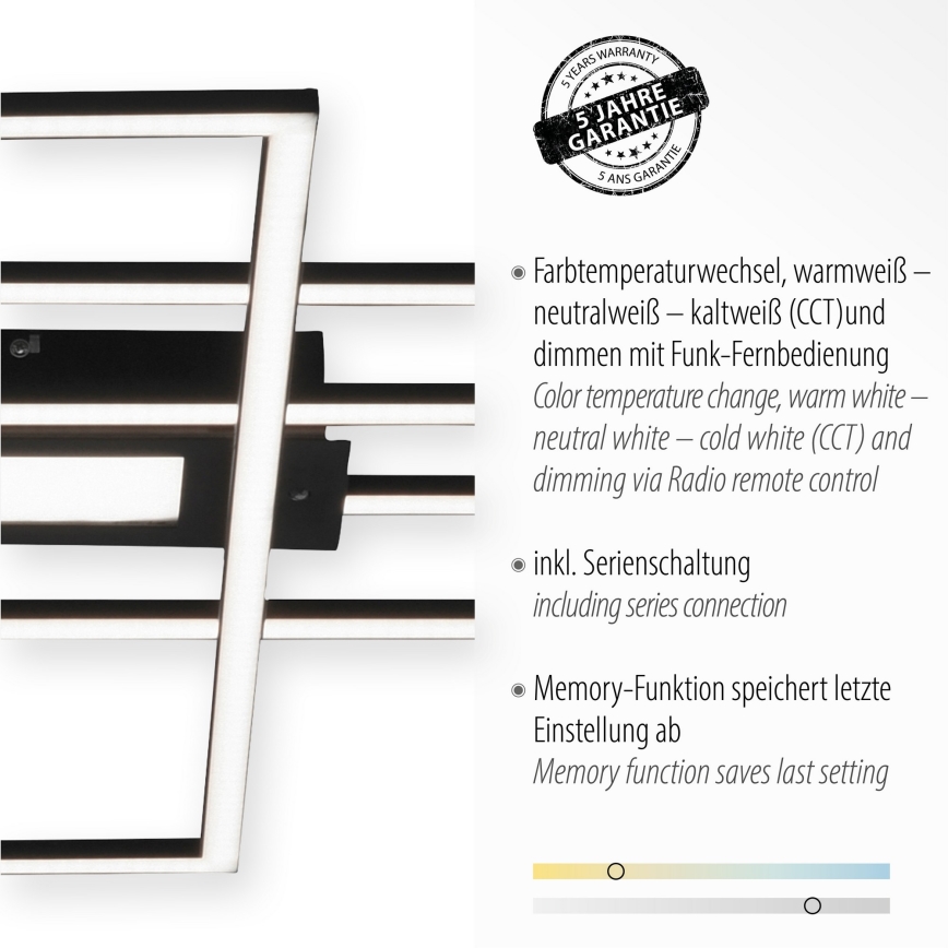 Leuchten Direkt 14693-18 - LED Prigušiva stropna svjetiljka ASMIN LED/48W/230V + daljinski upravljač