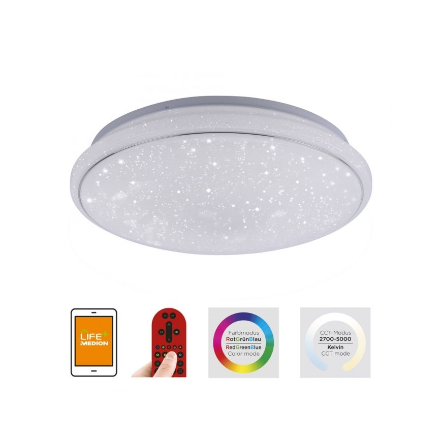 Leuchten Direkt 14743-16 - LED RGB Prigušiva stropna svjetiljka JUPI LED/28W/230V Tuya 2700-5000K + daljinski upravljač