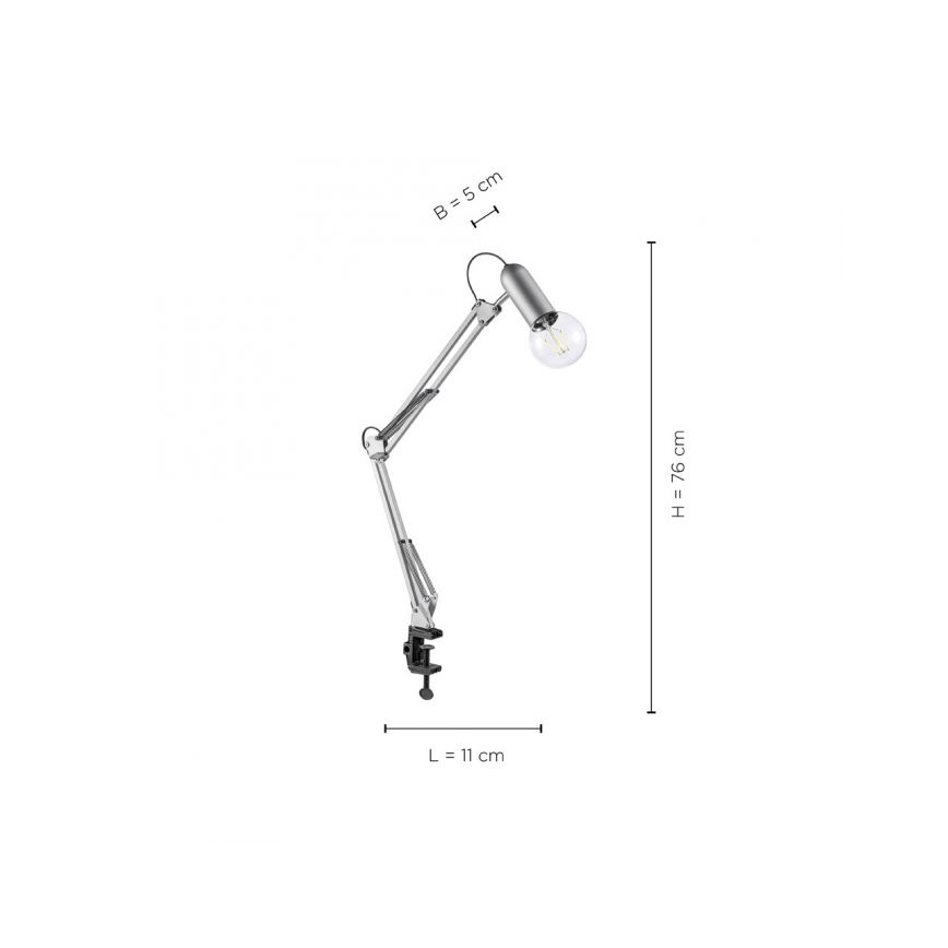 Leuchten Direkt 14773-55 - Stolna lampa s kvačicom TURN ME 1xE27/60W/230V mat krom