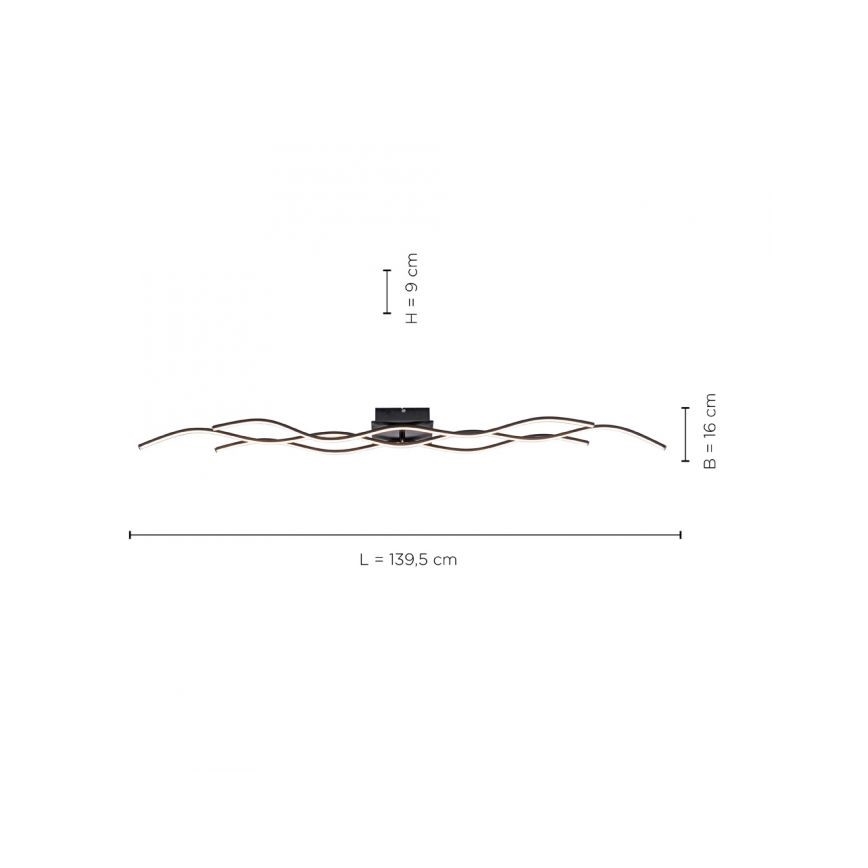Leuchten Direkt 15167-18-LED Površinski montirani luster WAWE 2xLED/12,5W/230V+LED/17W, crna