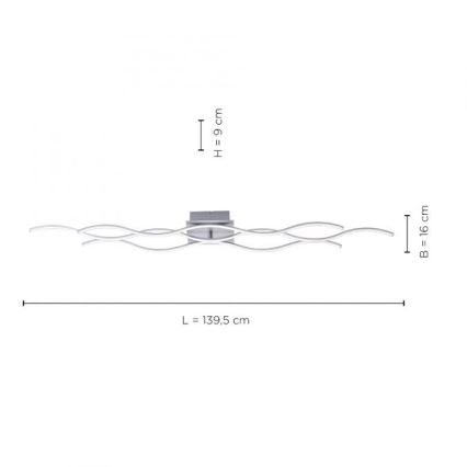 Leuchten Direkt 15167-55 - LED stropni luster WAWE 2xLED/12,5W/230V+LED/17W matni krom