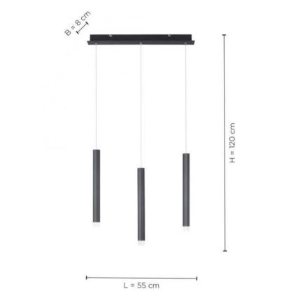 Leuchten Direkt 15203-18 - LED luster na sajli 3xLED/4,8W/230V crna