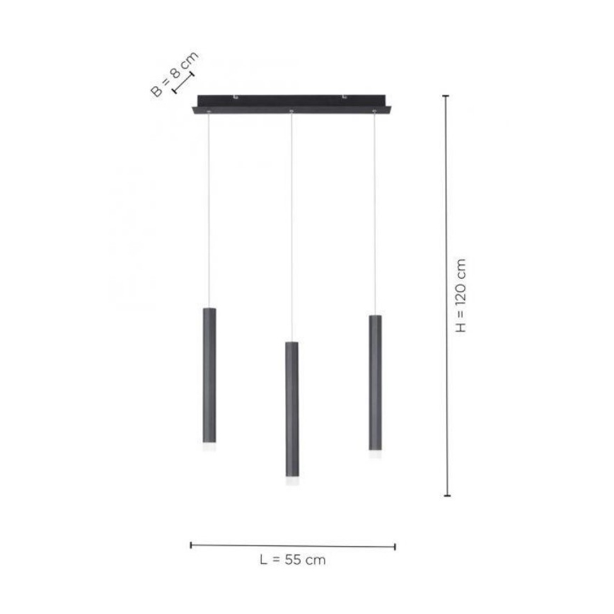 Leuchten Direkt 15203-18 - LED luster na sajli 3xLED/4,8W/230V crna