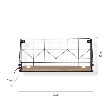 Leuchten Direkt 15277-18 - Police s LED rasvjetom BOARD 2xLED/1,75W/230V 45 cm eukaliptus