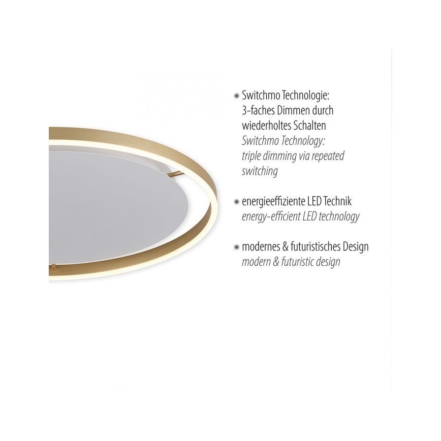 Leuchten Direkt 15392-60 - LED Prigušiva stropna svjetiljka RITUS LED/30W/230V mesing