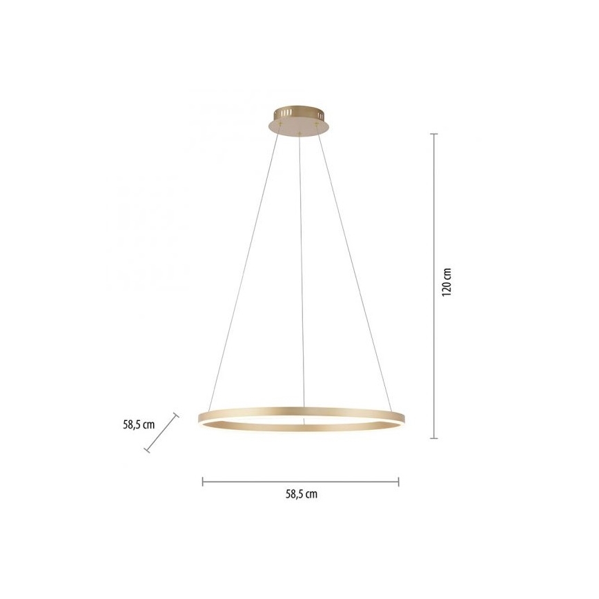 Leuchten Direkt 15394-60 - LED Prigušivi luster na sajli RITUS LED/30W/230V mesing