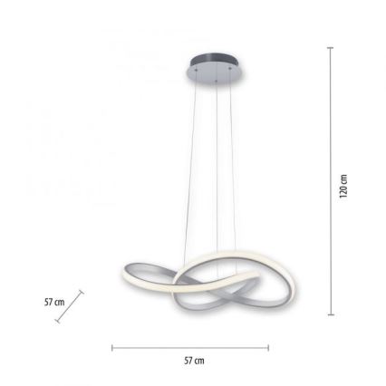 Leuchten Direkt 15402-95 - LED Prigušivi luster na sajli MARIA LED/25W/230V mat krom