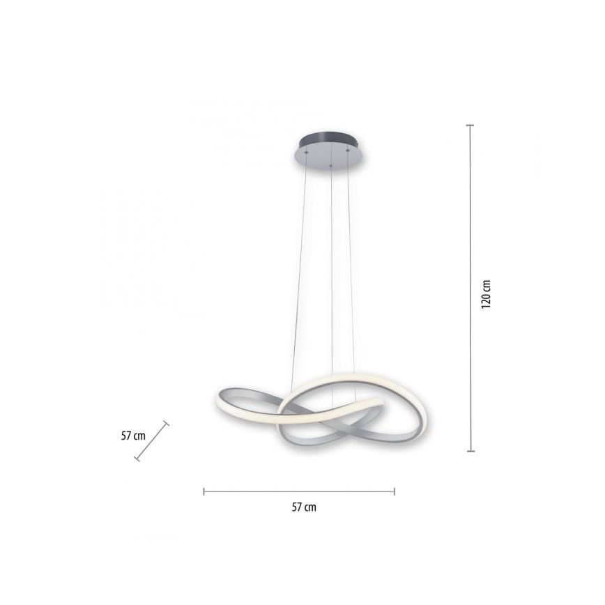 Leuchten Direkt 15402-95 - LED Prigušivi luster na sajli MARIA LED/25W/230V mat krom