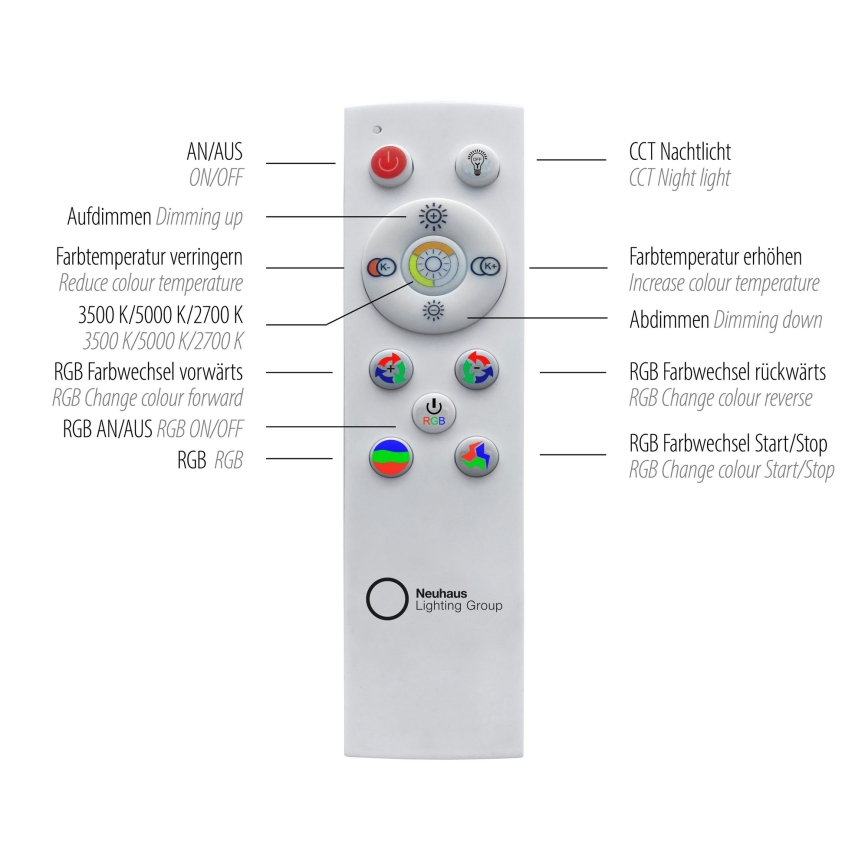 Leuchten Direkt 15411-21- LED RGB Prigušiva stropna svjetiljka CYBA LED/26W/230V