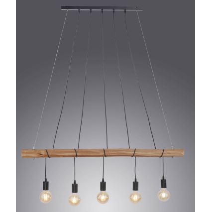 Leuchten Direkt 15515-18 - Luster na sajli DAMIAN 5xE27/60W/230V eukaliptus