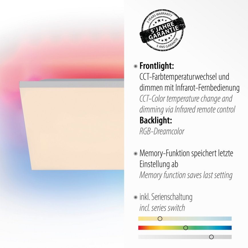 Leuchten Direkt 15561-16 - LED RGB Prigušiva stropna svjetiljka CONRAD LED/27W/230V + daljinski upravljač