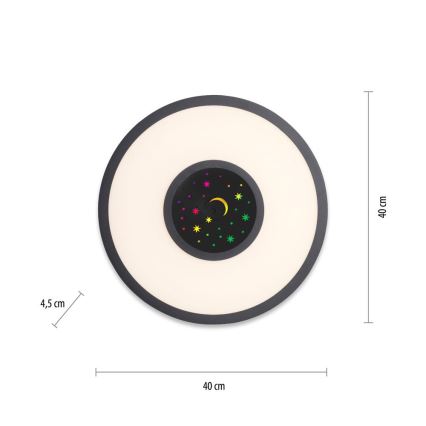 Leuchten Direkt 15572-18 - LED RGBW Prigušiva stropna svjetiljka ASTRO LED/17,5W/230V 2700-5000K + daljinski upravljač