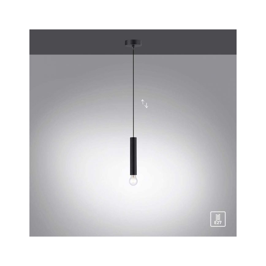 Leuchten Direkt 15617-18 - Luster na sajli BRUNA 1xE27/60W/230V crna