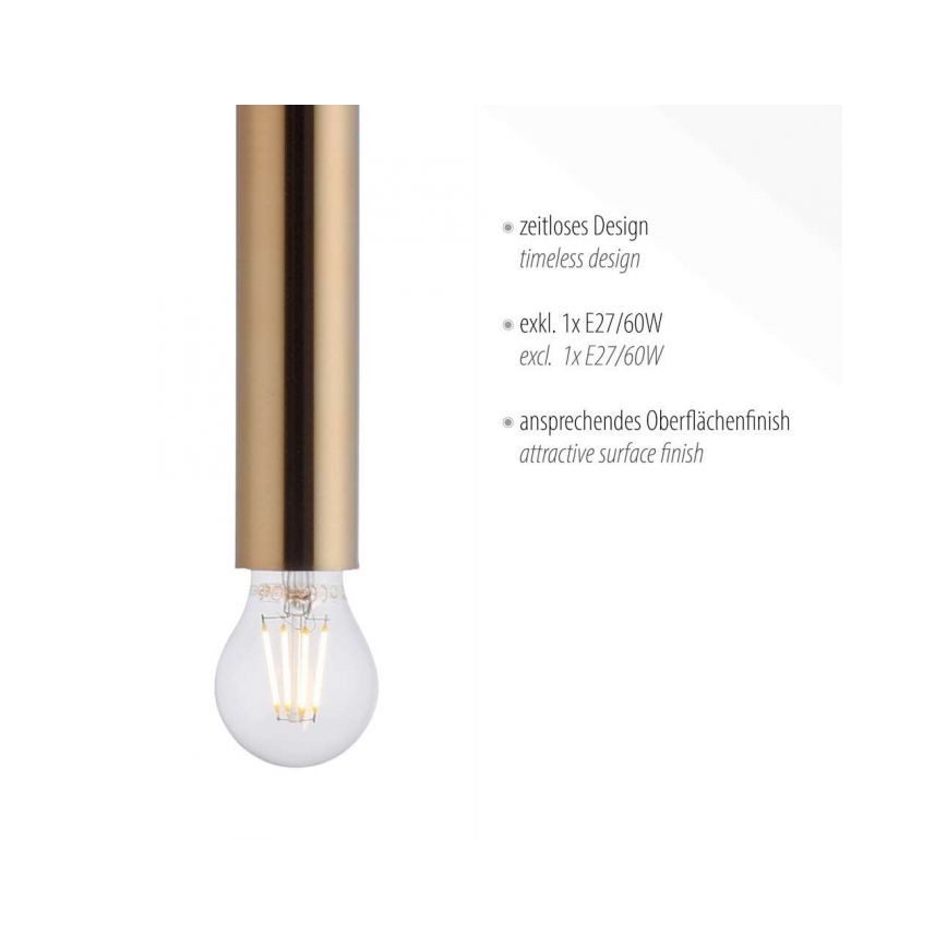 Leuchten Direkt 15617-60 - Luster na sajli BRUNA 1xE27/60W/230V mesing