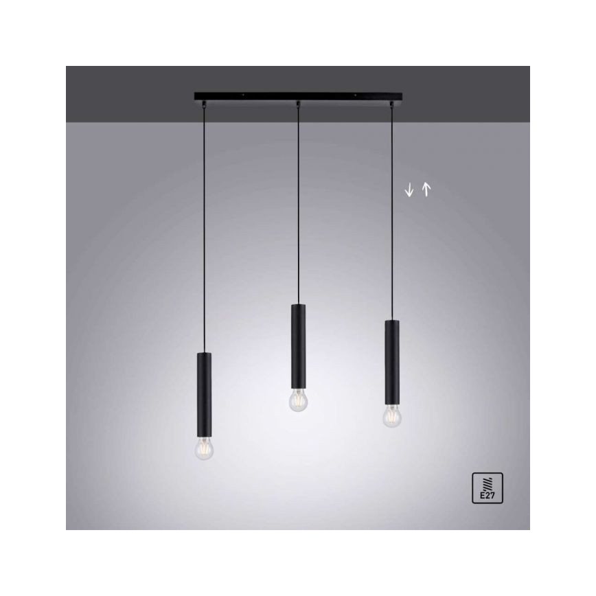 Leuchten Direkt 15618-18 - Luster na sajli BRUNA 3xE27/60W/230V crna