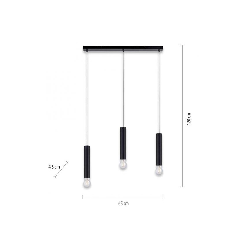 Leuchten Direkt 15618-18 - Luster na sajli BRUNA 3xE27/60W/230V crna