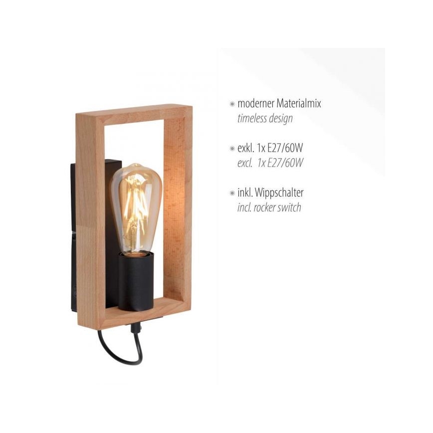 Leuchten Direkt 15654-18 - Zidna svjetiljka FRANKY 1xE27/60W/230V akacija