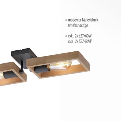 Leuchten Direkt 15657-18 - Nadgradni luster FRANKY 2xE27/60W/230V akacija