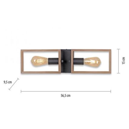 Leuchten Direkt 15657-18 - Nadgradni luster FRANKY 2xE27/60W/230V akacija