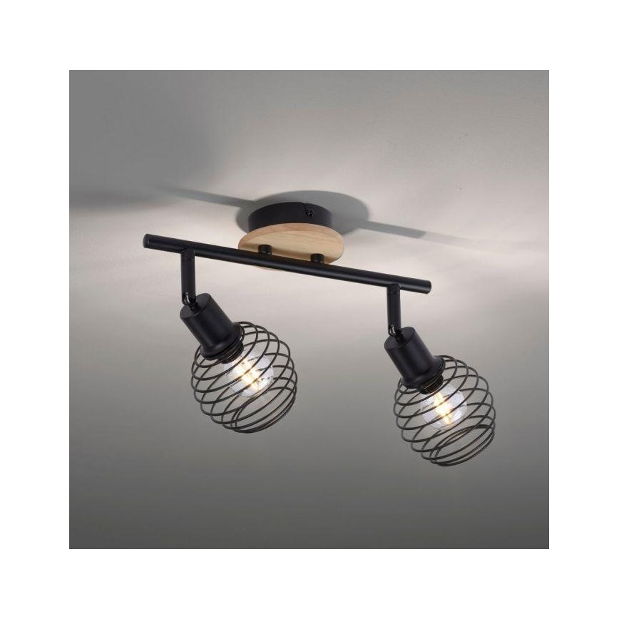 Leuchten Direkt 15922-79 - Reflektorska svjetiljka EUGEN 2xE14/40W/230V hrast