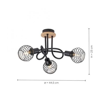 Leuchten Direkt 15923-79 - Nadgradni luster EUGEN 3xE14/40W/230V hrast