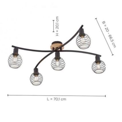 Leuchten Direkt 15925-79 - Nadgradni luster EUGEN 5xE14/40W/230V hrast