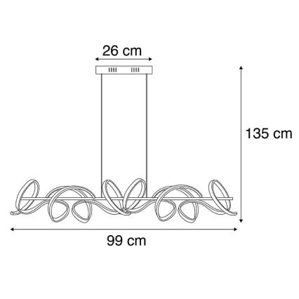 Leuchten Direkt 19033-21 - LED prigušivački luster na užetu CURLS LED/40,8W/230V